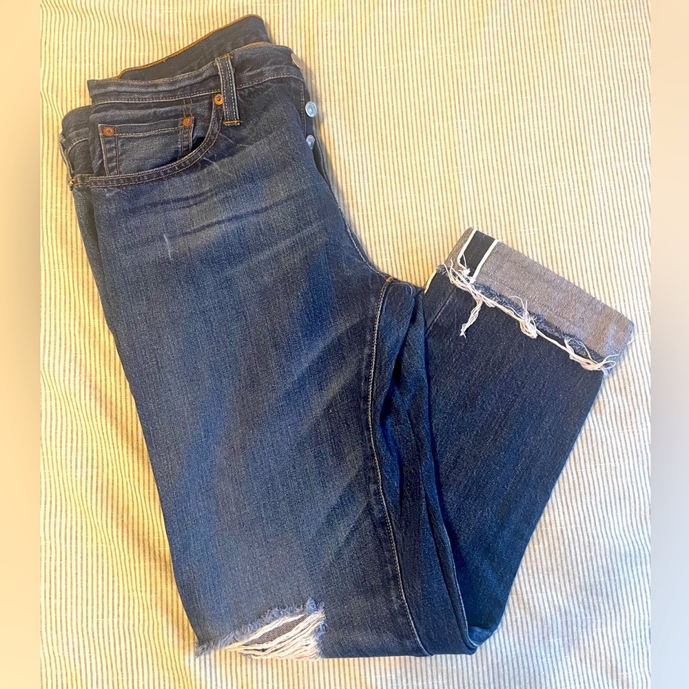 Levi’s 501 ct distressed white oak cone denim